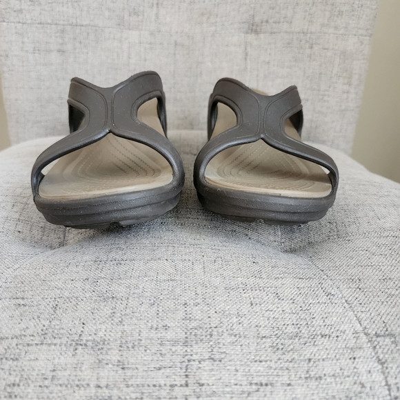 Crocs Dual Comfort Wedge Slides Sandals Sanran Brown Womens Size 9 W - Picture 9 of 10